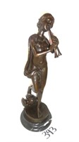 Female Double Flutist Bronze Sculpture on