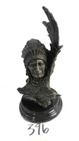 Native American Bust w/ Flying Bird Bronze