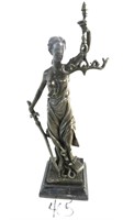 Woman w/Sword Bronze Sculpture on Marble Base