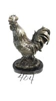 Rooster Bronze Sculpture on Marble Base
