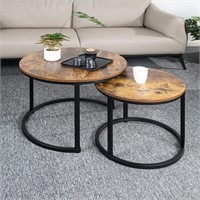 Round Nesting Coffee Tables Set of 2  Brown