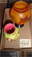 Vintage Floral Vase / Translucent Oak Leaf Art