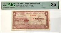 1955 Viet Nam 5 Dong PMG35 Fancy SN!+Gift!.ViAs