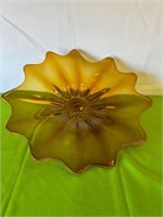 Wall Mount Handblown Art Glass Large Amber Flower