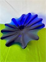 VG Viz Glass Studio Art Cobalt Blue Flower