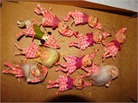 Vintage Christmas pink pixie elves, etc