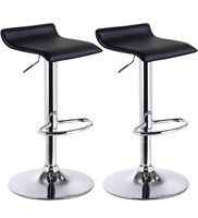 ADJUSTABLE BLACK BOUNDED LEATHER BAR STOOL CHAIR