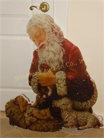 Lighted outdoor Santa & baby Jesus, 3'