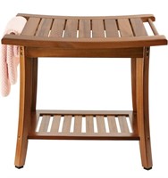UTOPLIKE TEAK SHOWER BENCH SEAT WITH HANDLES AND