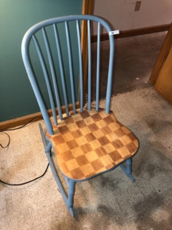 Blue Bentwood Rocking Chair