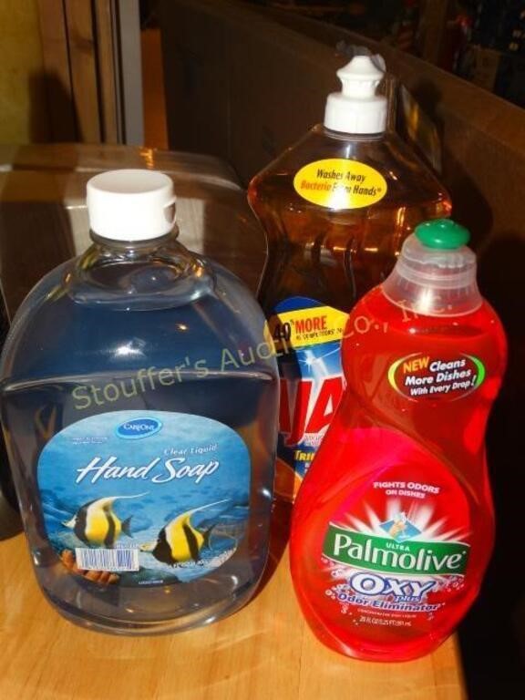 64oz hand soap, 2 bottles dish soap, sealed