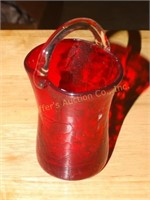 Hand blown crackled glass vase, 4 1/2"h