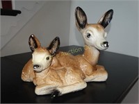 Chalkware doe & fawn, has little nicks, 14"w x