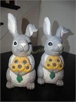 2 resin rabbit lawn ornaments, 14"h