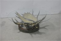 30"x 45"x18" Glass Top Moose  Antler Table See