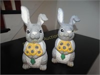 2 resin rabbit lawn ornaments, 14"h