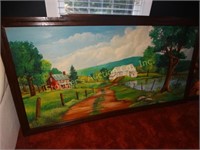 Framed hand painted picture, signed C. H.