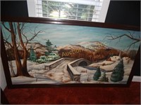 Framed hand painted picture, signed C. H.