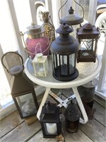 Outdoor lanterns and table