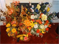 Misc. artificial flower arrangement, largest vase