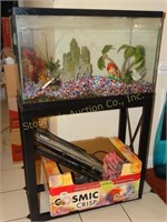 Fish tank 12" x 30" x 19", stand and accessories