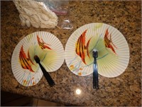 2 vintage hand fans