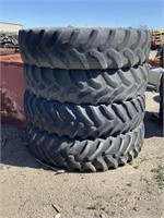 (4) GOODYEAR 480-80R46 Tractor Tires & JD Rims