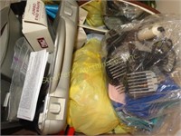 Box of perm rods, hair clippers, curlers, etc