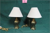 Pair Of Brass Base Lamps 17" Tall