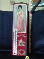 WOOD BUDWEISER THERMOMETER 24"