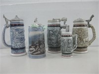 Five Avon Beer Steins Tallest 8"