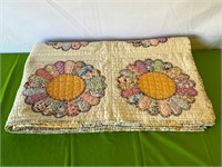 Vintage Hand Quilted Floral Patchwork Quilt