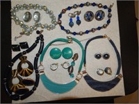 5 sets necklaces and clip on earrings