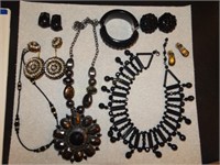 Necklaces, clip on earrings & bangle bracelet