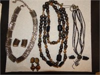 3 sets necklaces and clip on earrings