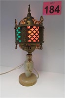 Antique Authentic Marble Base Turkish Copper Lamp