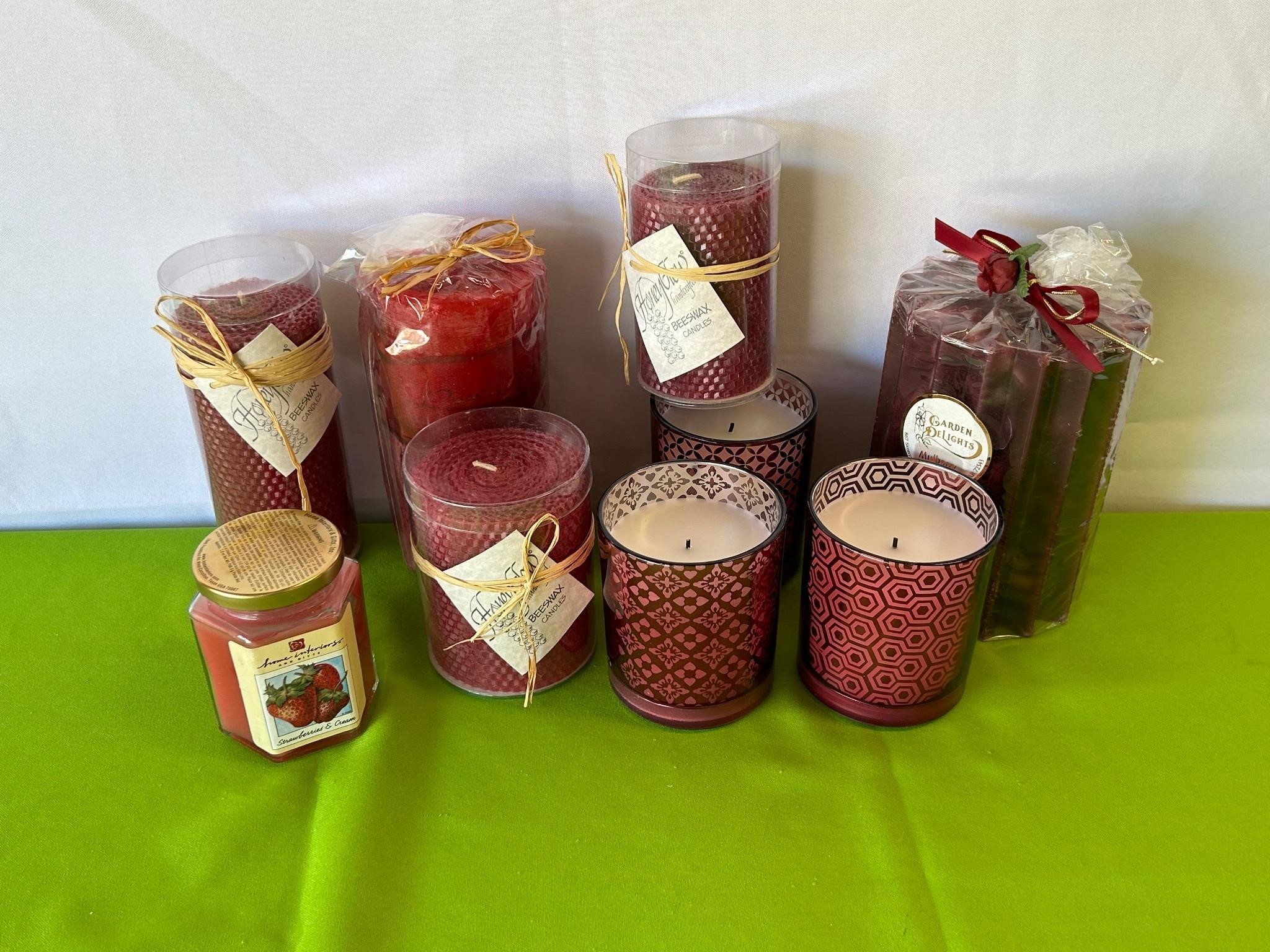 3 Beeswax Candles, 3 Large Battery Candles n Glass