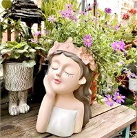 10.6" (Crown Girl) Flower Vase w/ Drainage Hole