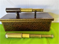 Vintage Made In India Brass Telescopes w Display