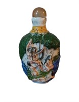 Chinese hand carved Pure Porcelain snuff bottle or
