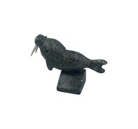 Intuit Green Soapstone Carving of Walrus