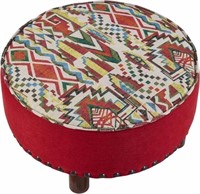 Upholstered Ottoman, Geometric Red