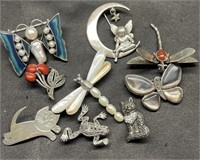 Lot of 9 Sterling Silver Jewelry