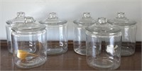 6 glass canisters