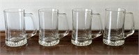 4 glass beer mugs