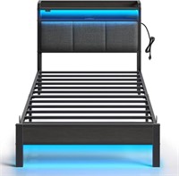 Rolanstar Bed Frame Twin Size w/ Charging Station