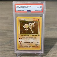 PSA 8 Hitmonlee Holo Fossil Pokemon Card