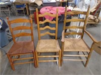 QTY (3) VINTAGE CANED SEAT CHAIRS