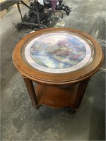 Wood side table with glass top