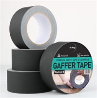 Gaffers Tape Black, 2"x30yds, Pack of 4